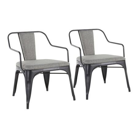 Lumisource Oregon Accent Chair in Black Metal and Light Grey Fabric, PK 2 CHR-OREGON BKGY2